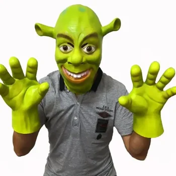 Green Shrek Latex Masks Glove Movie Cosplay Prop Adult Animal Party Mask For Halloween Party Costume Fancy Dress Ball