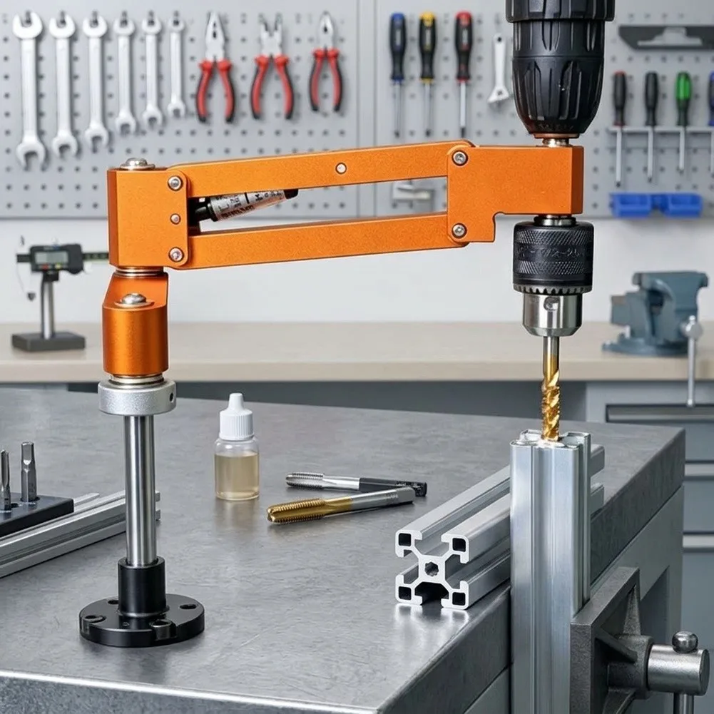 Aluminum Alloy Cantilever Tapping Bracket For Hand Drill Horizontal Vertical Threader Support Tool DIY Workshop Equipment