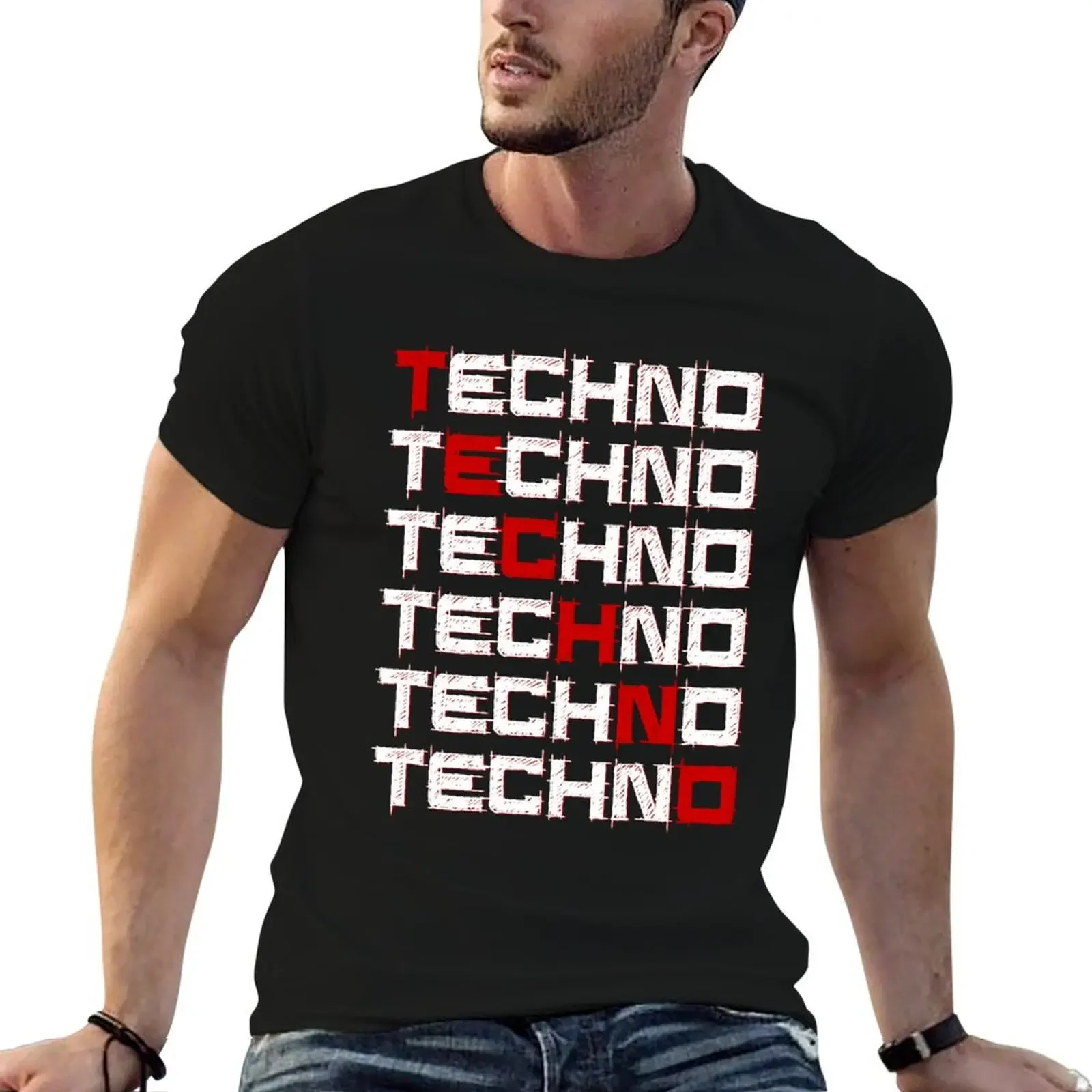 

Techno Techno Techno all night! T-Shirt plus size clothes custom t shirt t shirt men 100℅ cotton