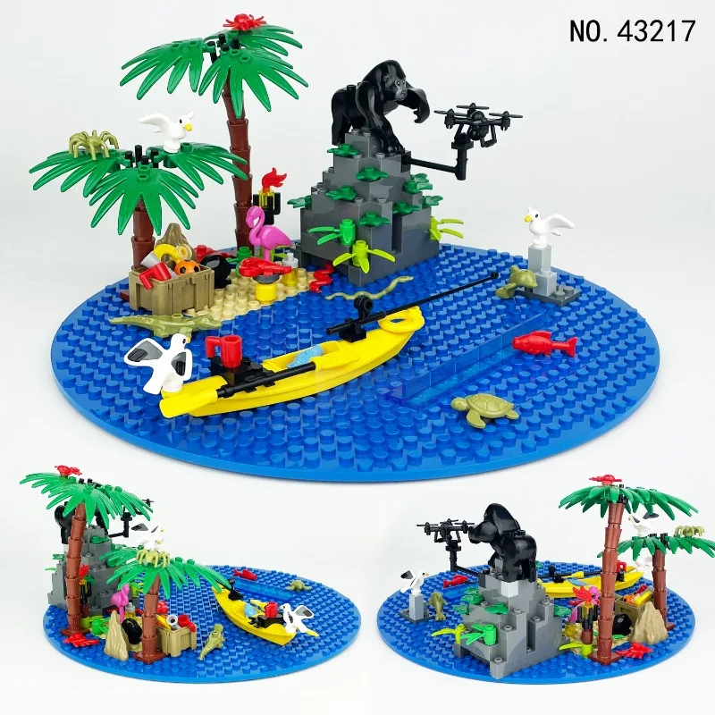 Jouets pour enfants, rocaille, orang-outan, blocs à assembler, figurines d'île de vacances, reptiles, jouets éducatifs pour enfants.