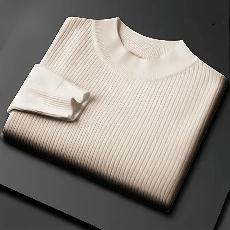 

Autumn Men's Mock Neck Knitted Sweaters Long Sleeve Woolen Pullover Sweater Winter Outdoor Warm Stripes Thick Heavyweight Top