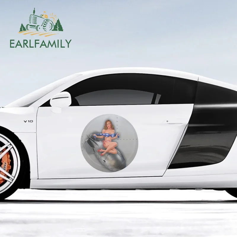 EARLFAMILY 43cm x 42.3cm For Bomber Sexy Girl Car Stickers Vinyl Material Decal Waterproof Motorcycle Creative For JDM SUV RV