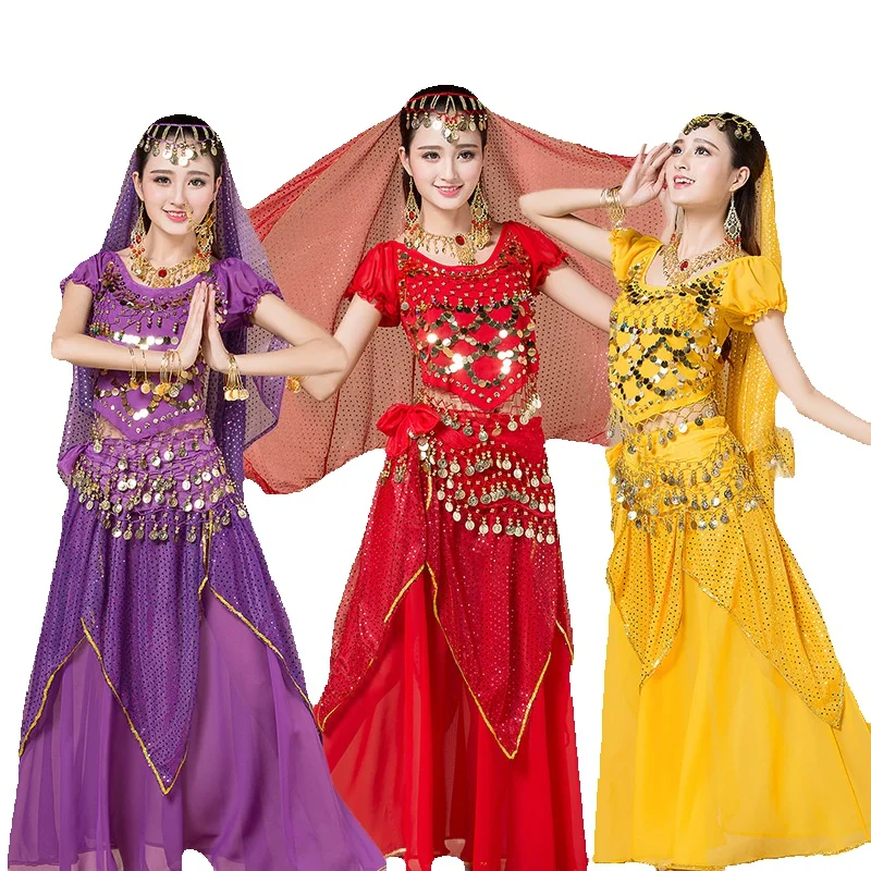 Adult Spring/Summer Belly Indian Dance Practice Set New Stage Performance Costume_voghion.com