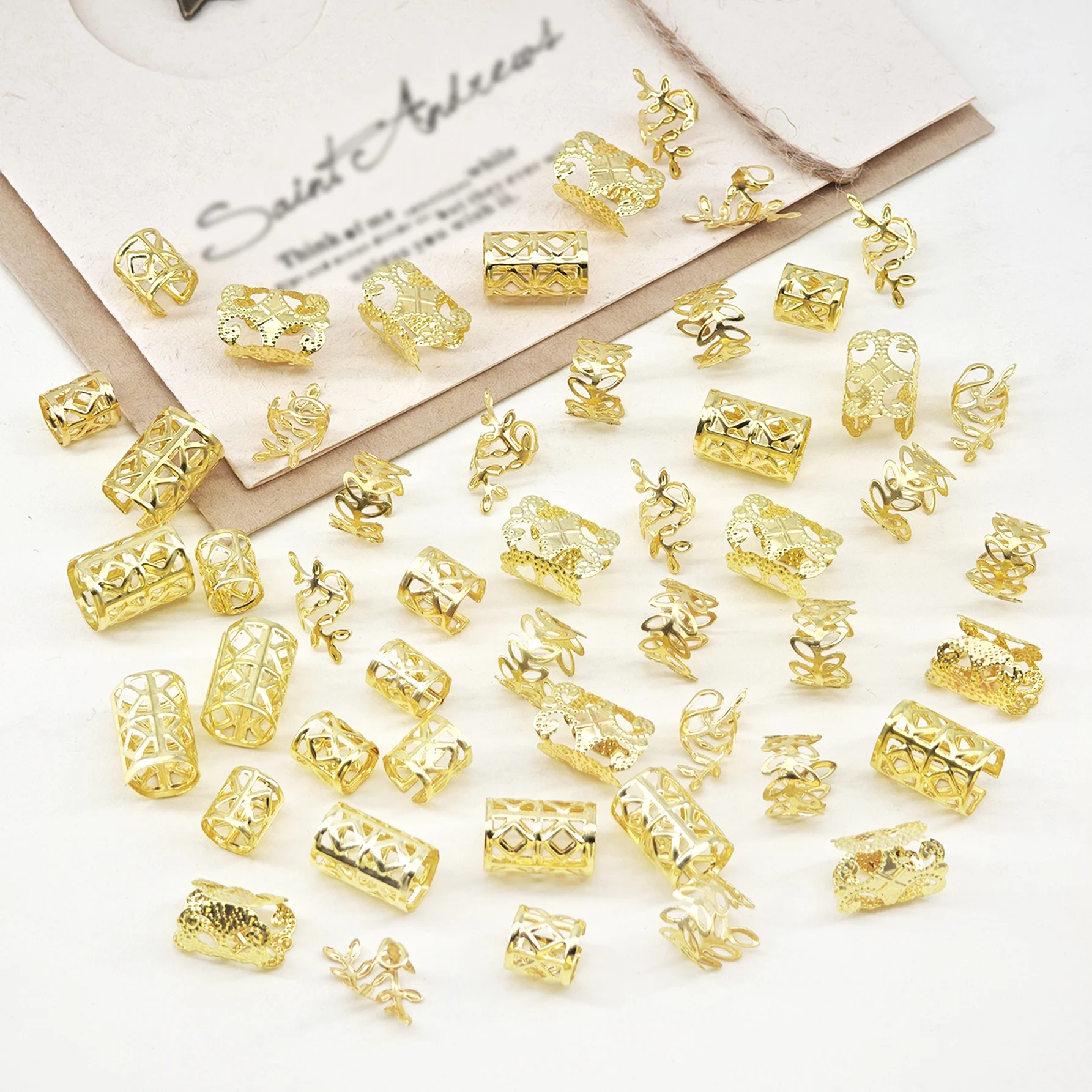 50pcs 5-Shape Hair Rings Set - Versatile Adjustable Hair Cuffs, Boho Hair Jewelry for Men & Women's Dreadlocks(All season） - view 3