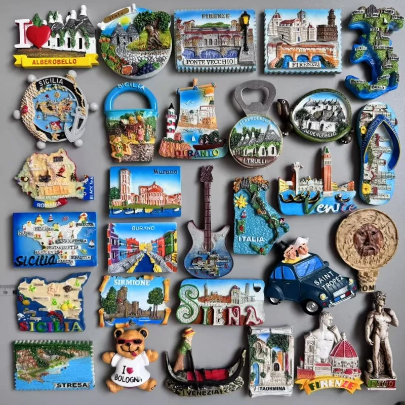 Imãs de Geladeira da Itália SICILIA Alberobello Murano Burano Firenze Bologna Veneza Siena Roma Taormina Imãs Decorativos Adesivos