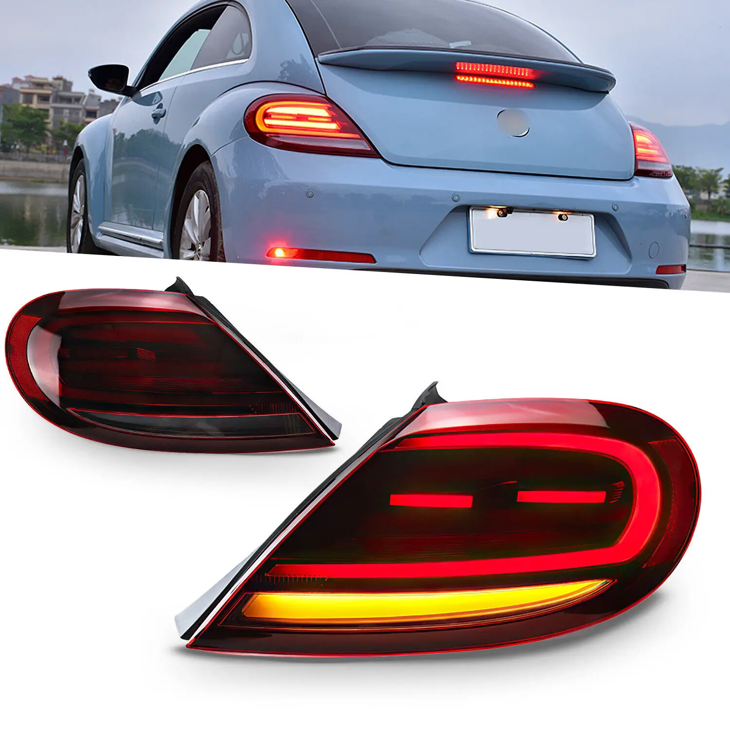 Luz trasera LED para coche, lámpara de parada trasera para VW Beetle 2013-2019, animación de señal dinámica, accesorios para automóviles de marcha