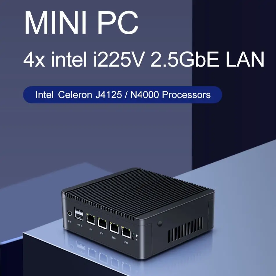 Imagem -03 - Bebepc-mini pc Fanless Celeron J4125 N4000 Ddr4 Firewall Pfsense Computador Windows 10 Linux Ubuntu Roteador Wi-fi Lan 2.5g