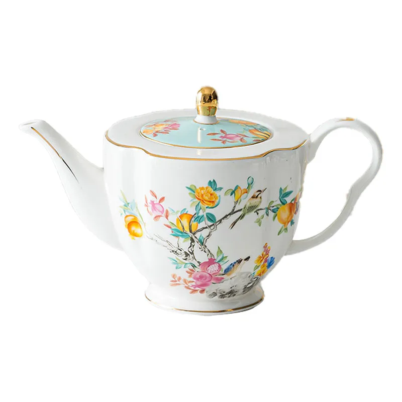 European Pastoral Style High Temperature Firing Ceramic Water Jug Bone China Kettle Handmade Floral Pattern Support Dishwasher