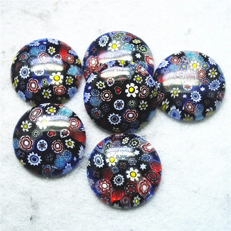 

9PCS New Colorful Millfiori Glass Cabochons 16MM Round Shape Loose Beads Cabs No Hole DIY Jewelry Accessories Tops SellingS