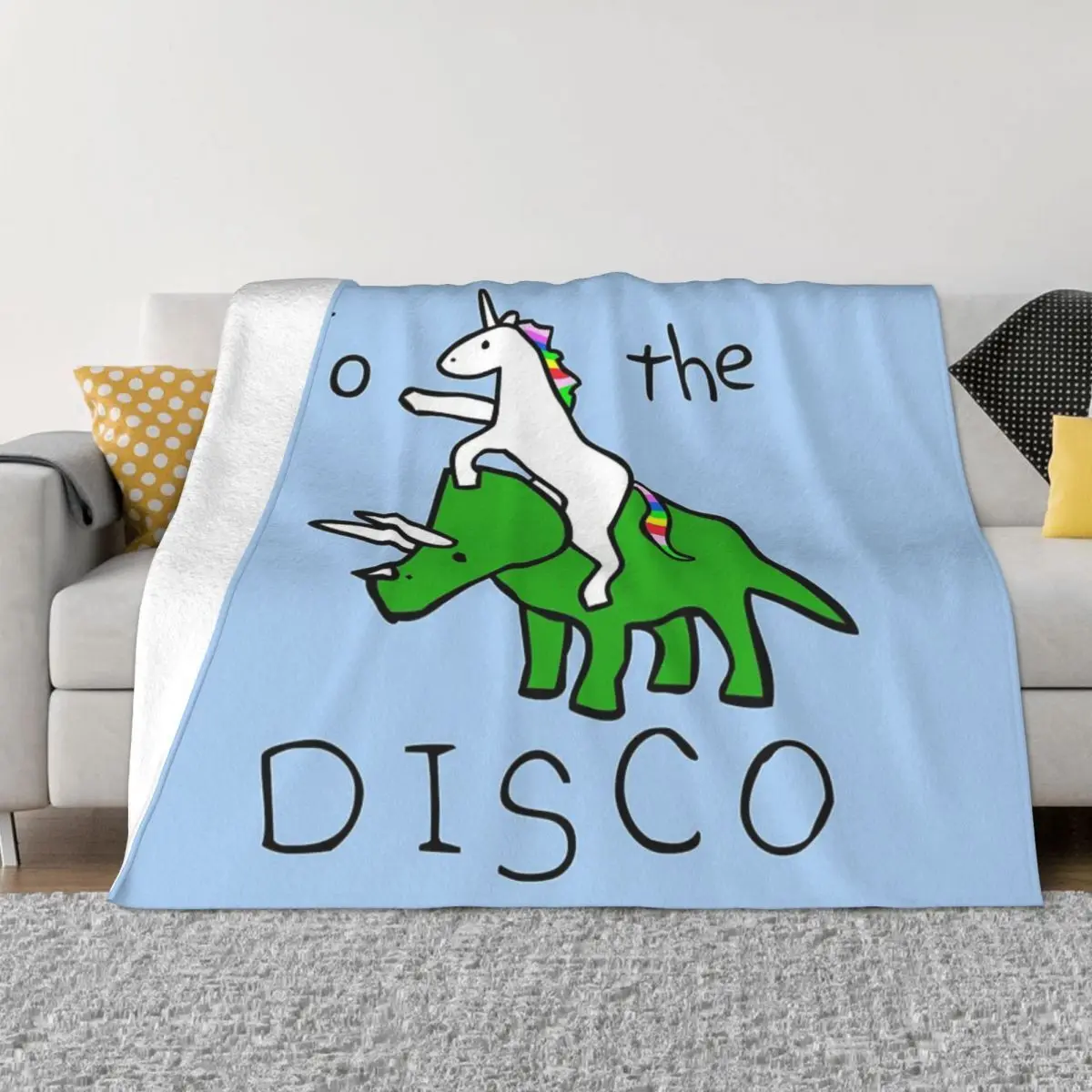 To The Disco Unicorn Riding Triceratops Home Knee Blanket Blankets & Throws Home And Decoration Throw Blanket