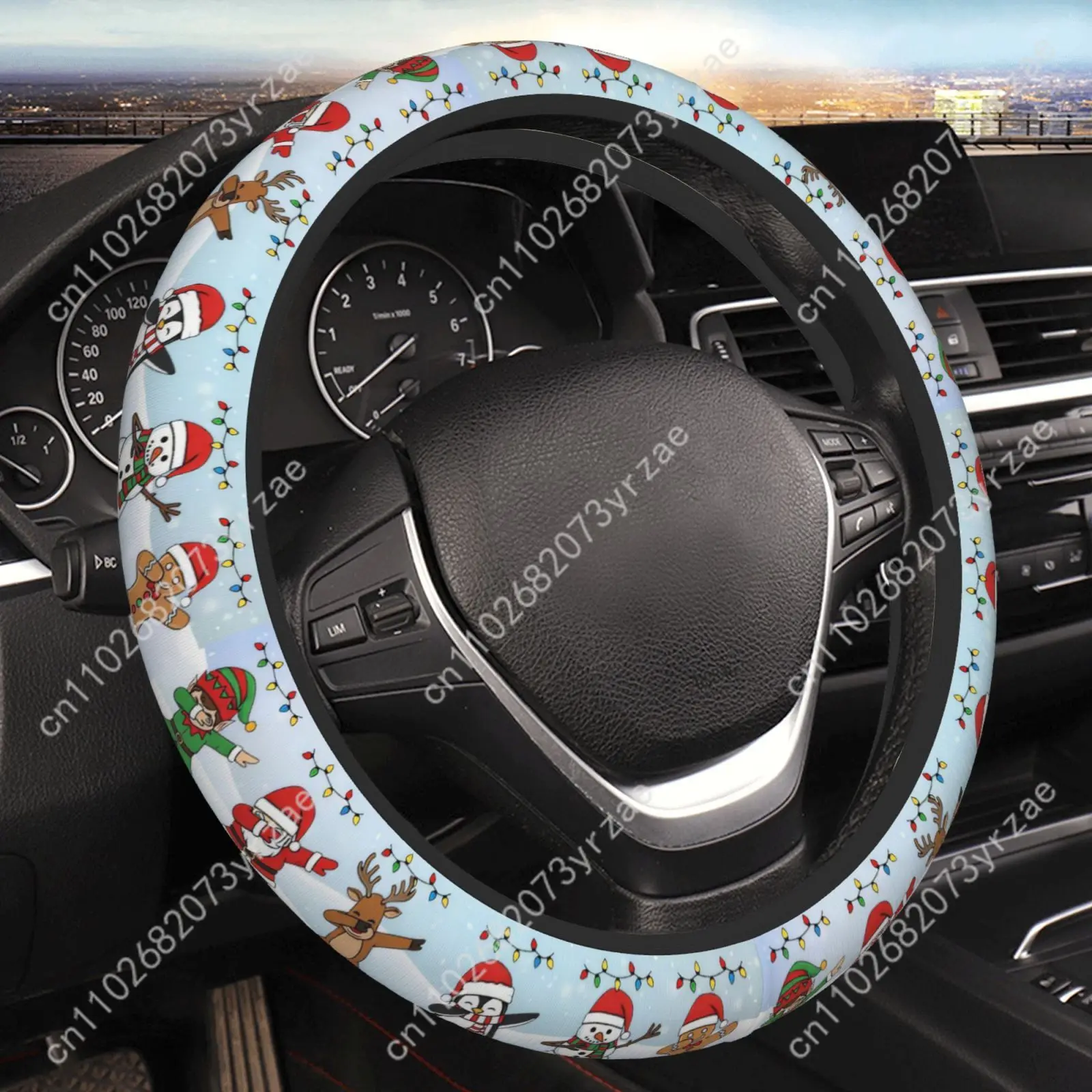 

Christmas Car Steering Wheels Cover Universal Type Environmental Friendly Comfortablenon-slip Breathable Steering Wheel Wrap