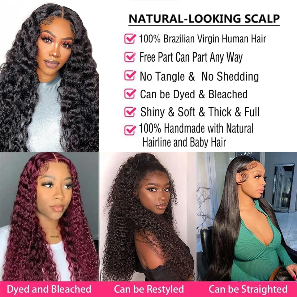 13x6 Deep Wave Ready to Wear Human Hair Wigs 13x4 water Wave Lace Front Wig Curly 5x5 Glueless Wig For Women Transparent lace