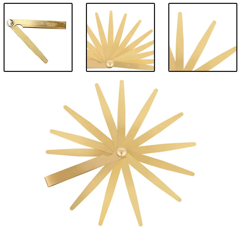 13 Blades 0.05-1mm Brass Feeler Gauge Set Metric Thickness Gap Measurement Tool For Engine Tappet Piston- Ring Clearance Repair