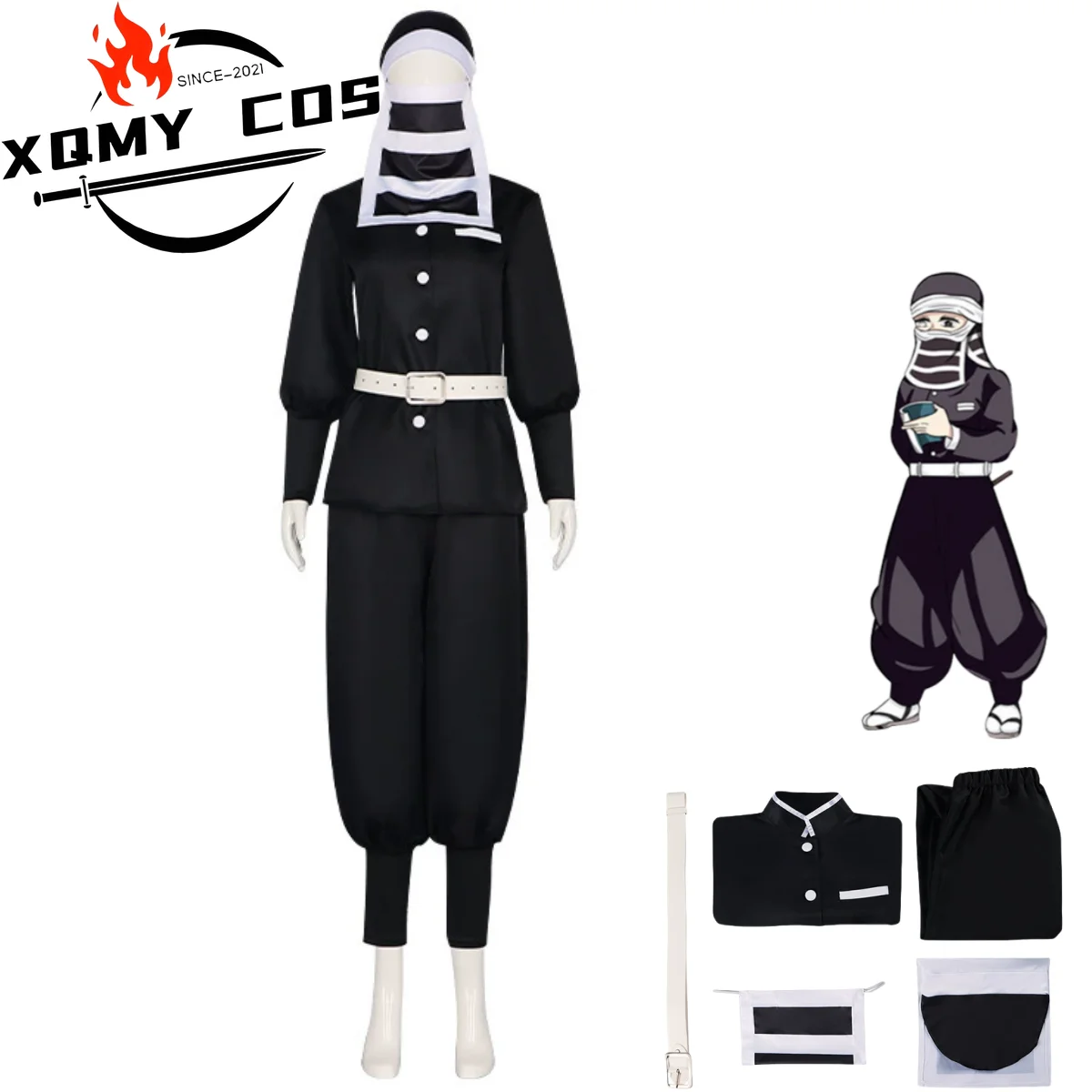 

XQAnime Goto Season 3 Cosplay Costume Black Team Member Uniform Mask Hat Adult Man Woman Carnival Christmas Suit