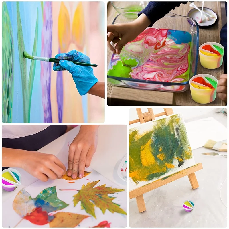 color cup Reusable 3 Channels Split Color Mixing Cups for Paints, Resin Pouring Painting Tools DIY Making Drawing Accessories