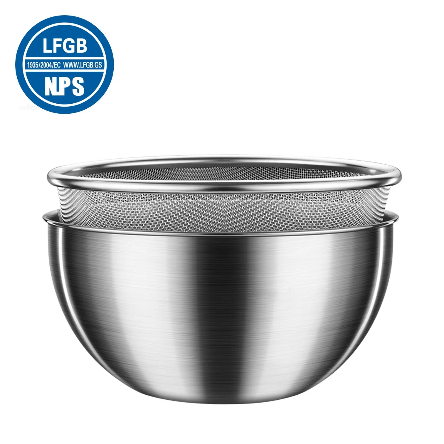 

LFGB Certificated 304 Stainless Steel Fruit Washer 25cm Diameter Salad Bowl Durable Vegetable Cleaning Basin for Kitchen Tool