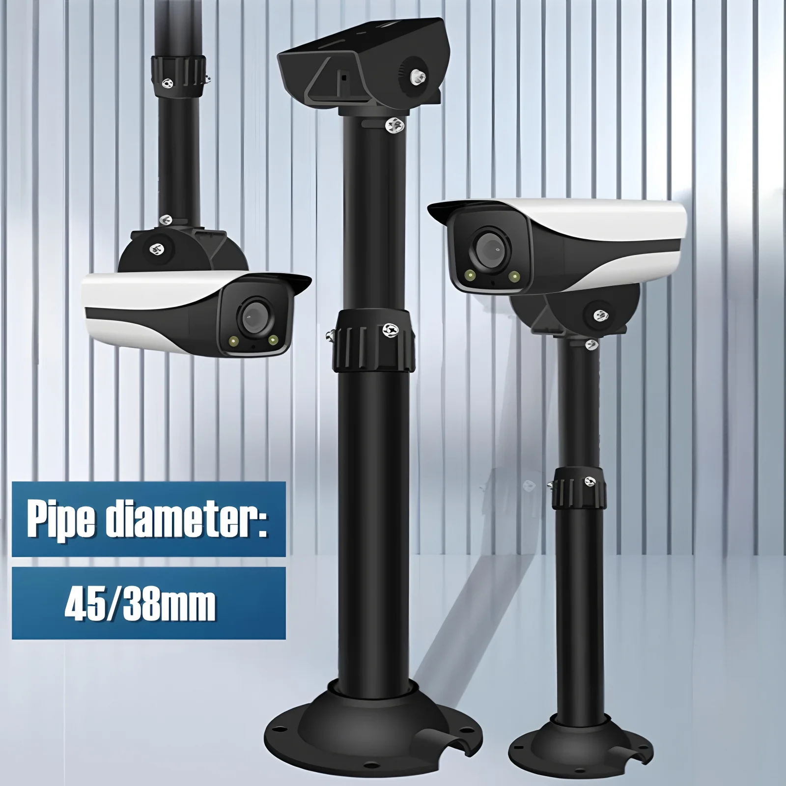 

I-Shape Black Universal Duckbill Security Bullet Camera Ceiling Mounting Bracket Thick Tube CCTV Camera Telescopic Support