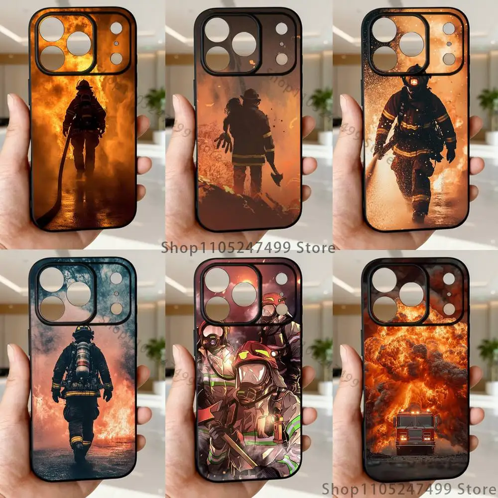 

Fire Safety Firefighter Phone Case For iPhone 17,16,15,14,13,12,11,Pro Max,XSX,,XR,SE,Mini,8,7,Soft Silicone Black Cover