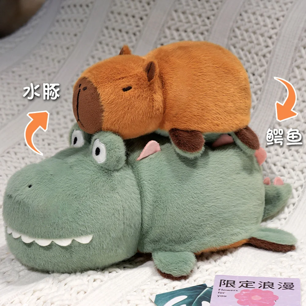 Double-Sided Capybara Turn Into Bee Plush Toys Stuffed Crocodile Reversible Capibala Soft Squishy Pillow Dolls Transform Bee