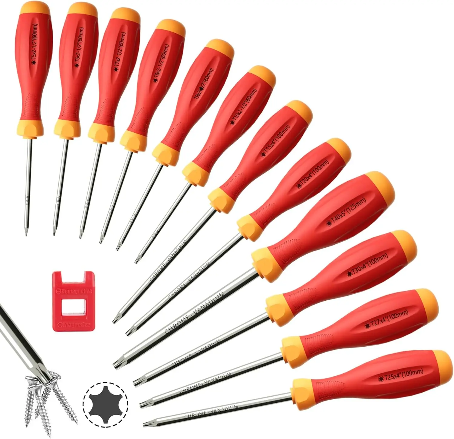 

Magnetic Torx Screwdriver Set 12-in-1 T5-T40, Star Driver for Repair DIY, Ergonomic CRV Steel, Corrosion Resistant