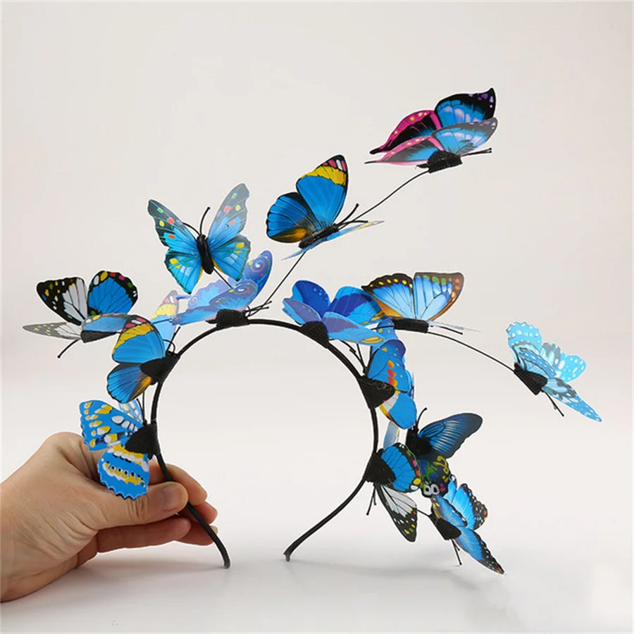 Diademas de mariposa para mujeres y niñas, diadema de mariposa colorida, Aro para el pelo, tocado de Boda nupcial, accesorios para fotos, 2023