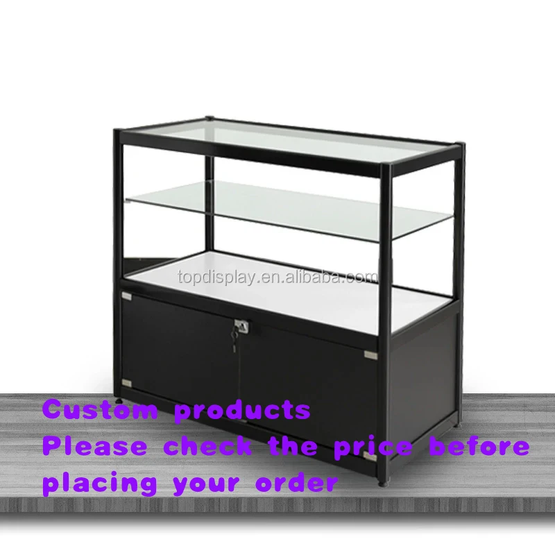 custom.Hot Sale Fashion Style Tempered Glass Aluminium Frame Customizable Size Factory Direct Sale Display Showcase