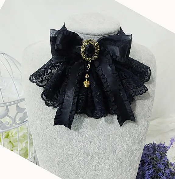 Original Lolita Lace Bow Gothic Court Elegant Lolita Bow Necklace Neck Accessories Collars for Women