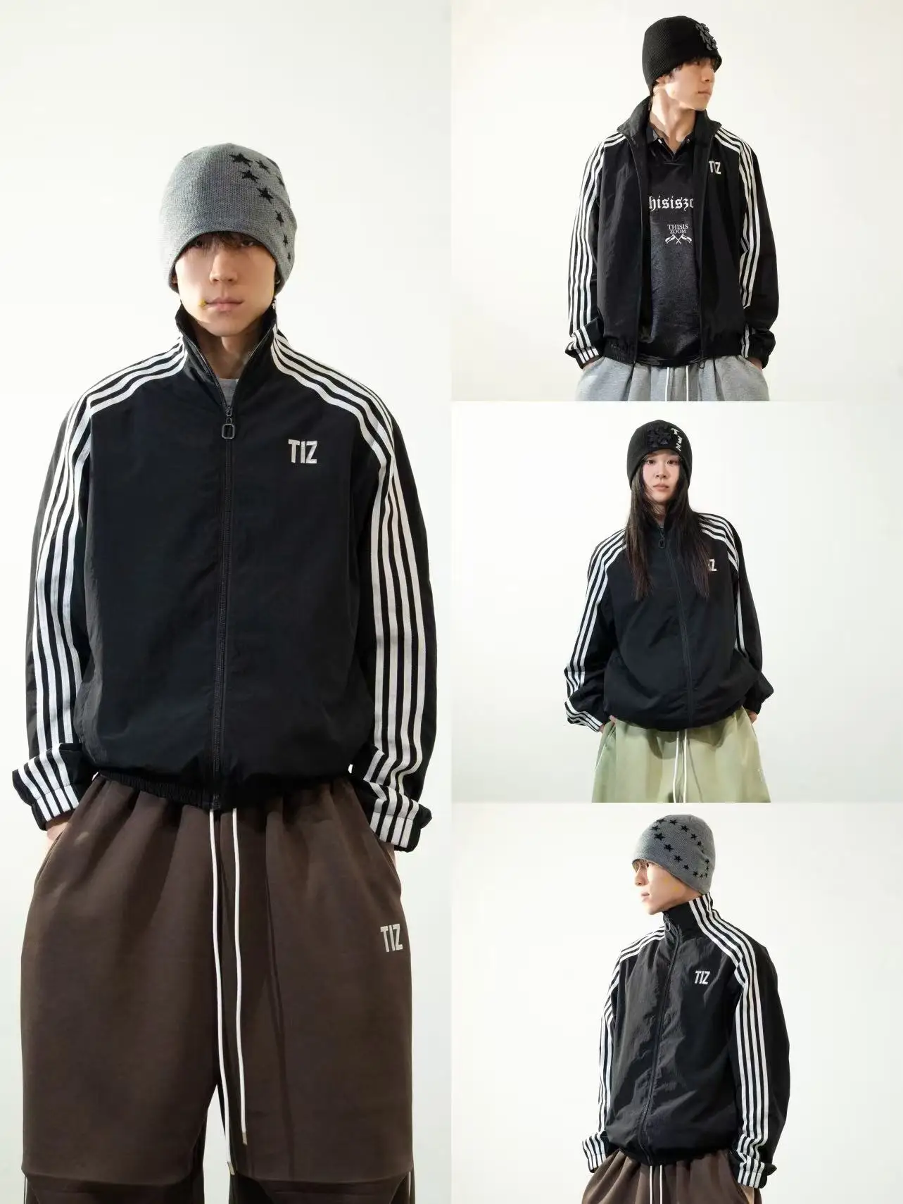 

Куртка TIZ Four Stripe свободного кроя на молнии, быстросохнущая, повседневная, из полиэфирного волокна, для мужчин и женщин