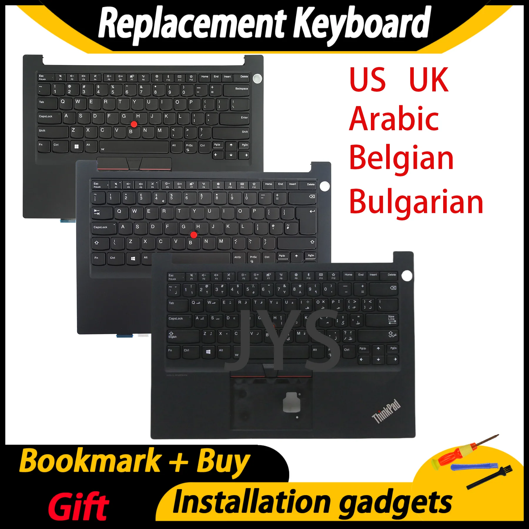

Laptop Keyboard For Lenovo ThinkPad E14 Gen1 C-Cover with keyboard With backlight US/UK/ Arab/ Belgian/Bulgarian