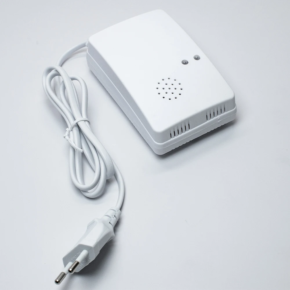 Enchufe de la UE Detector de gas natural y monóxido de carbono Enchufe en 2 en 1 Co propano GLP Alarma de sensor de fuga de gas combustible para cocina