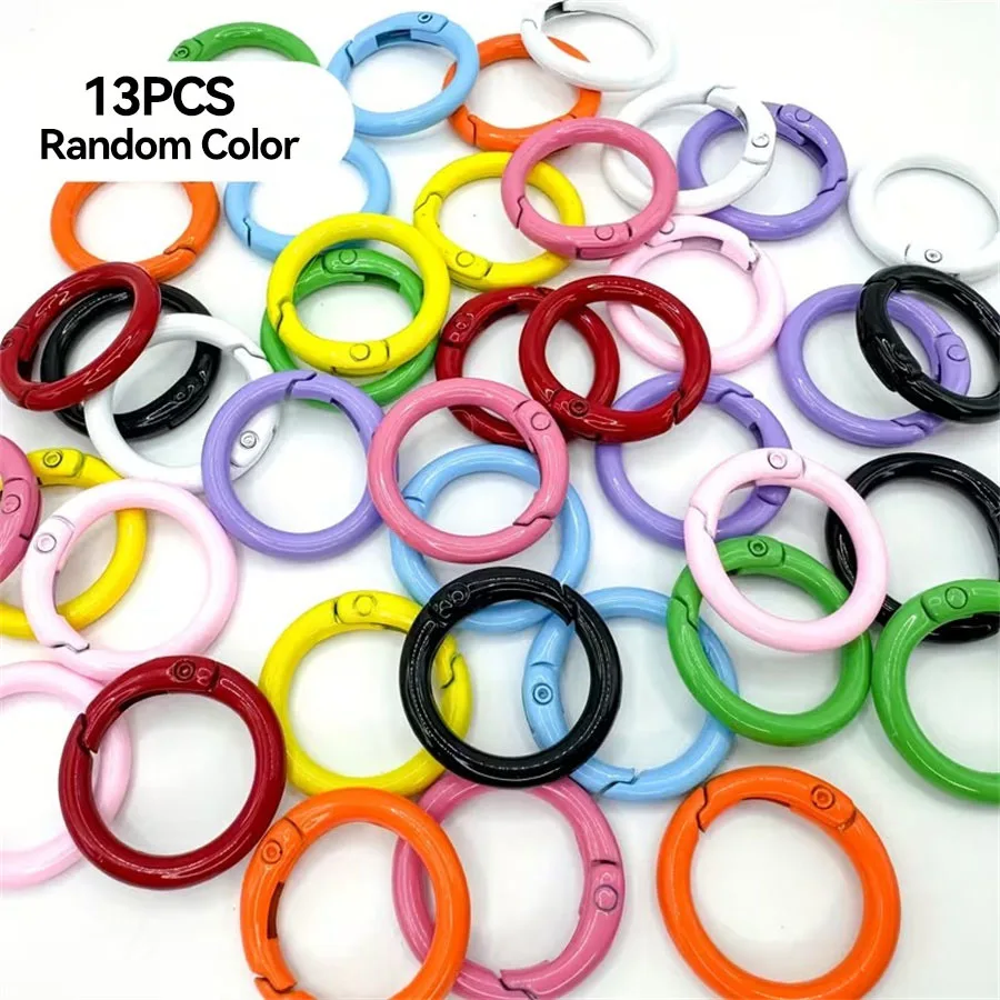 25mm Colorful O-ring Spring Lock Carabiner Round Key Ring Clip DIY Bag Pendant Keychain Accessories
