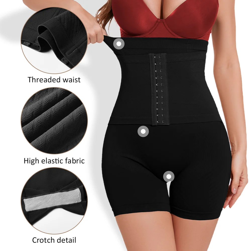 Women Tummy Control Slimming Panty with Girdle High Waist Trainer Body Shaper Shorts Plus Size Hooks Butt Lifter Shapewear