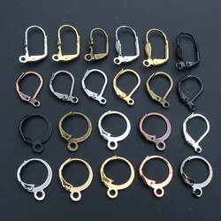 30-50pcs Fashion Bronze Rhodium Gold Silver Plated French Earring Hooks Wire Settings DIY Jewelry Making Findings Accessories
