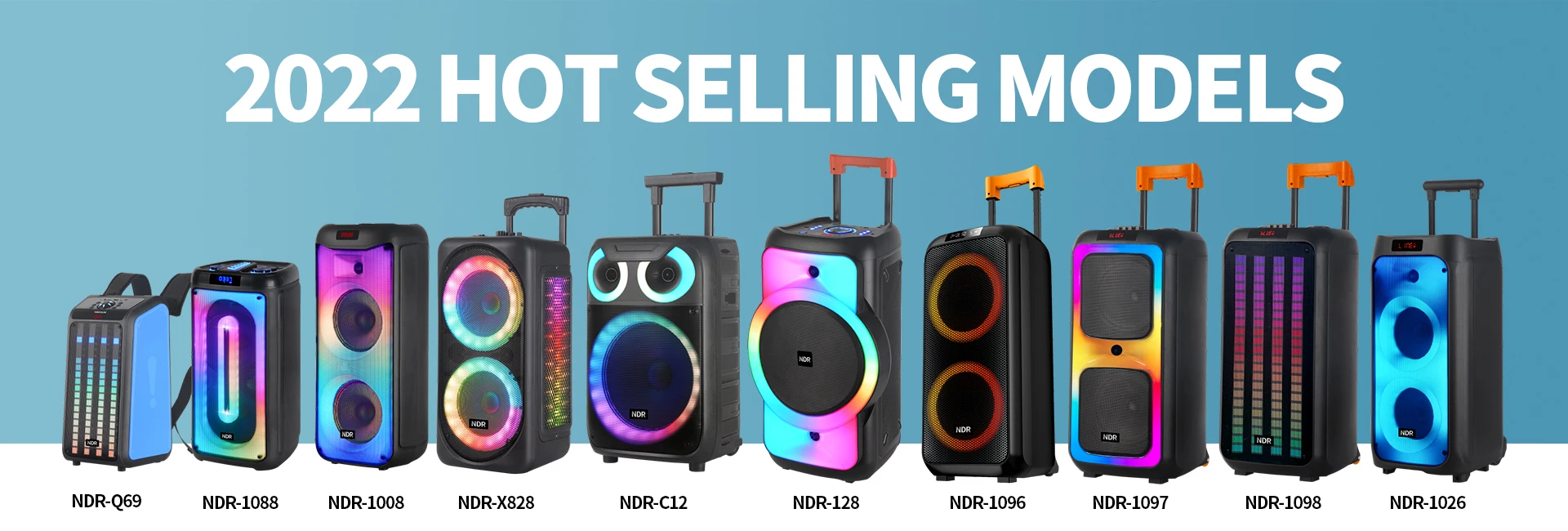 NDR-1610 المزدوج 10 بوصة عربة لاسلكية هيئة التصنيع العسكري عالية الجودة كاريوكي BT مكبرات الصوت RGB LED 50 واط الأطراف في الهواء الطلق DJs استخدام الكمبيوتر #6