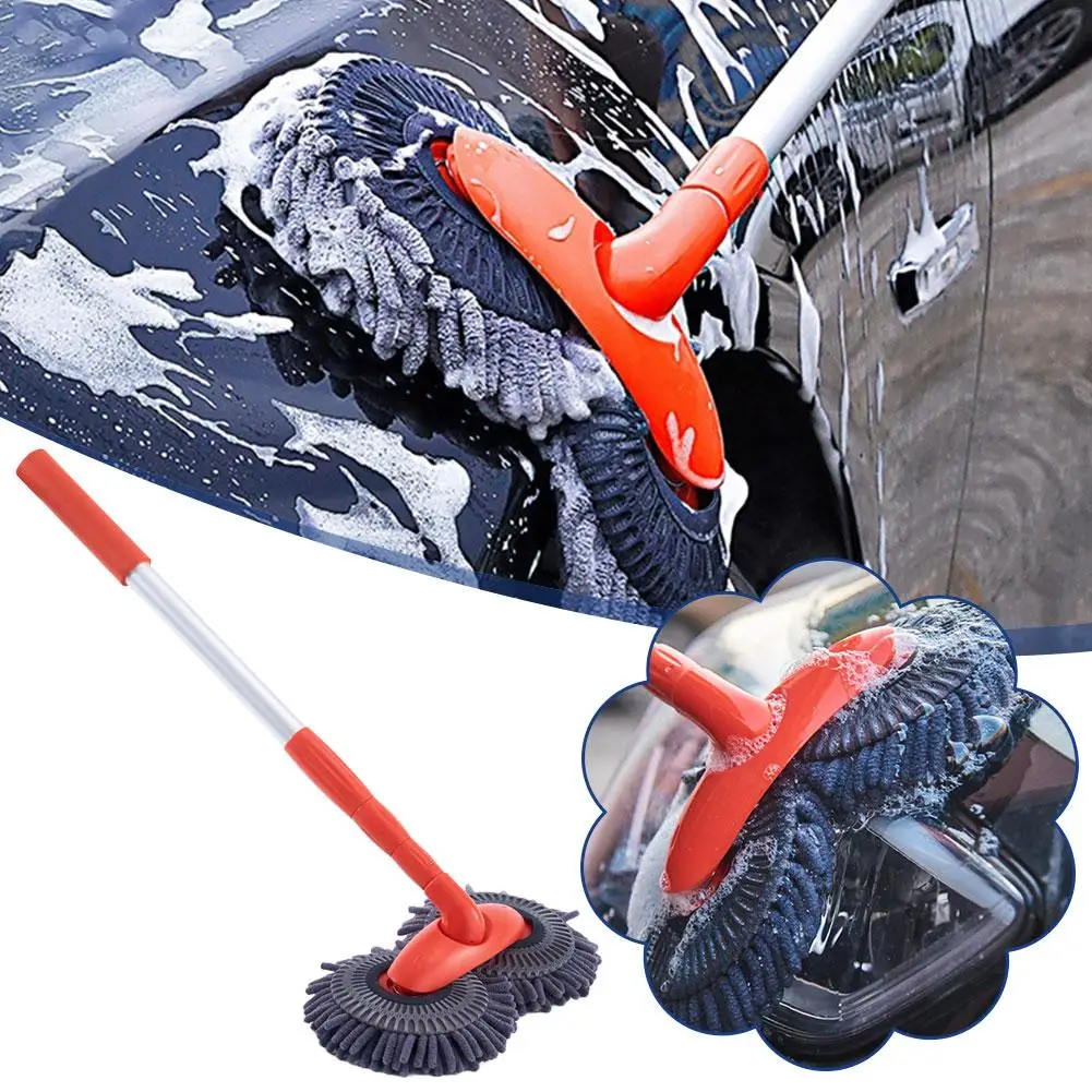 

Car Double Head Car Wash Mop Retractable Aluminum Aloy Handle Chenille Broom Accessories Mop Wash Long Car H6I6