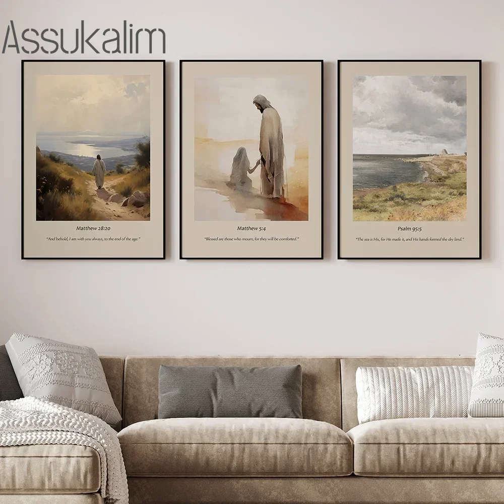 Religion Wall arts Jesus Canvas Posters Christian Posters Bible Print Picture Church Posters Living Bedroom Wall Decor No Frame