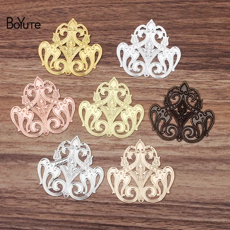 BoYuTe (20 Pieces/Lot) 44*48MM Stamping European Flower Plate Brass Material DIY Jewelry Accessories