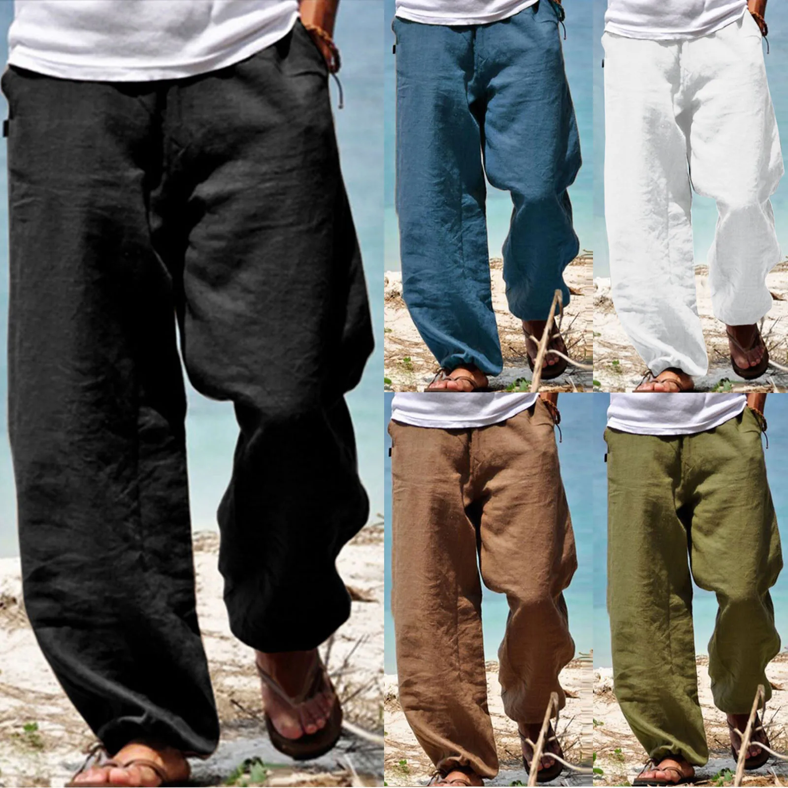 

Linen Clothing For Men Natural Linen Pants For Men Contemporary Comfortable Quality Soft Linen Pocket Color Trousers