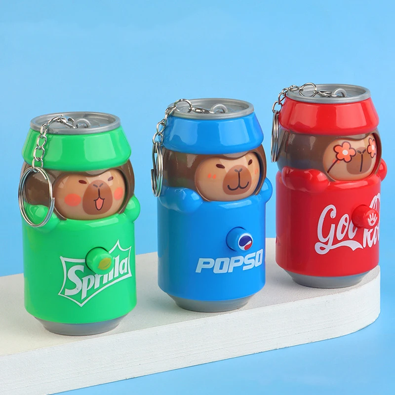 Cartoon Press Change Face Cans Keychain Schoolbag Charm Children Decompression Toy Pendant Keychain Toy Creative Birthday Gift