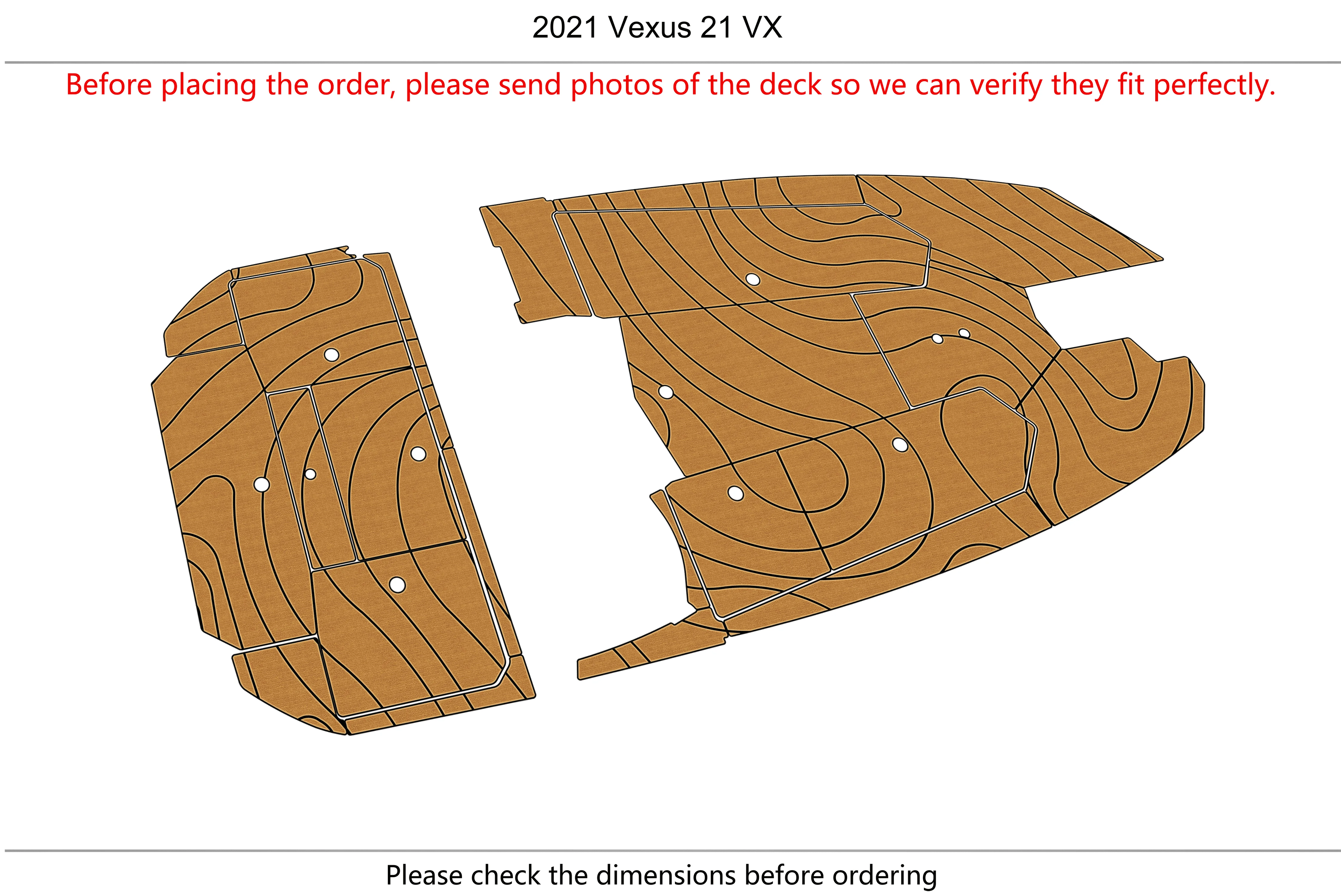 Marine Faux Teak EVA Non-Slip Mat 2021 Vexus 21 VX Self-Adhesive 1/4