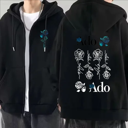 2025 Ado estampado con dibujo sudaderas con cremallera Otoño Invierno hombres mujeres moda Casual Harajuku Y2K polar manga larga sudaderas con cremallera