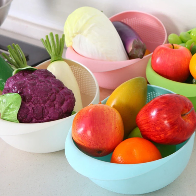 Setaccio per riso Colino in plastica Cestello di scarico da cucina con manici Ciotola per riso Colino Cestello per lavello Scarico Utensili da cucina