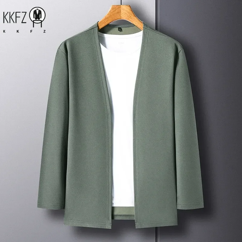 

New Men's Casual Solid Color Long Sleeved Cardigan Cloak Spring and Autumn Fashionable Comfortable Top