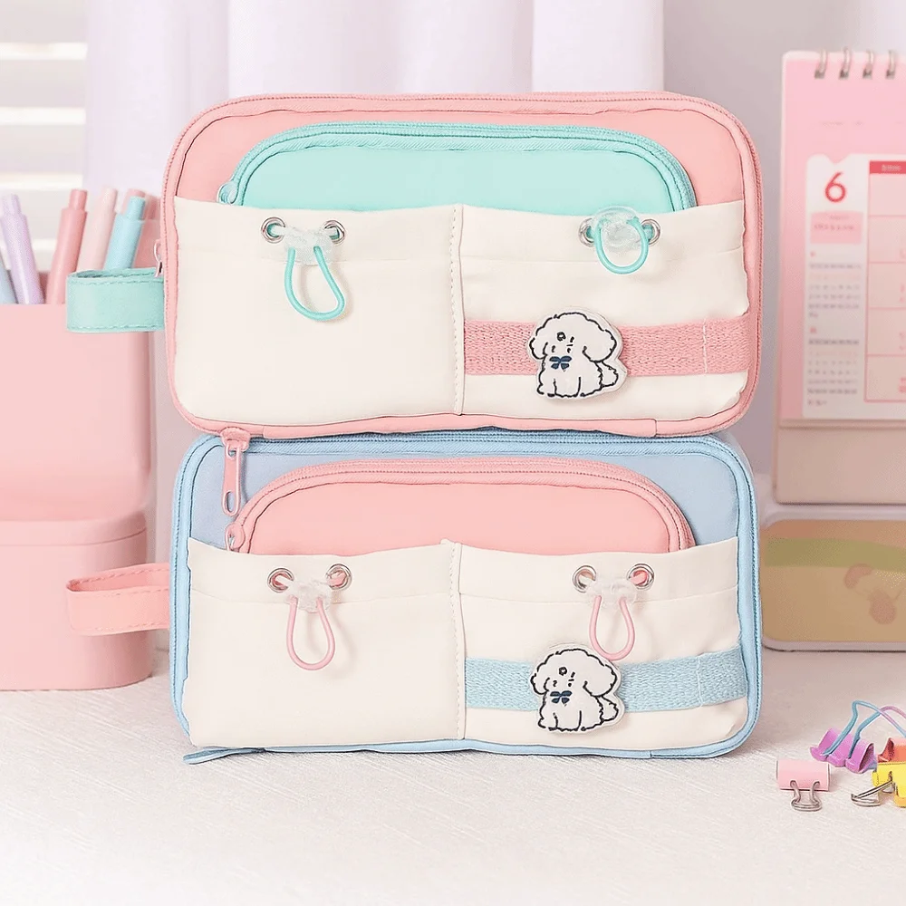 Large Capacity Student Pencil Case Flip Style INS Cute Pencil Pouch Multi-layer Morandi Color Gel Pen Organizer School Supplies