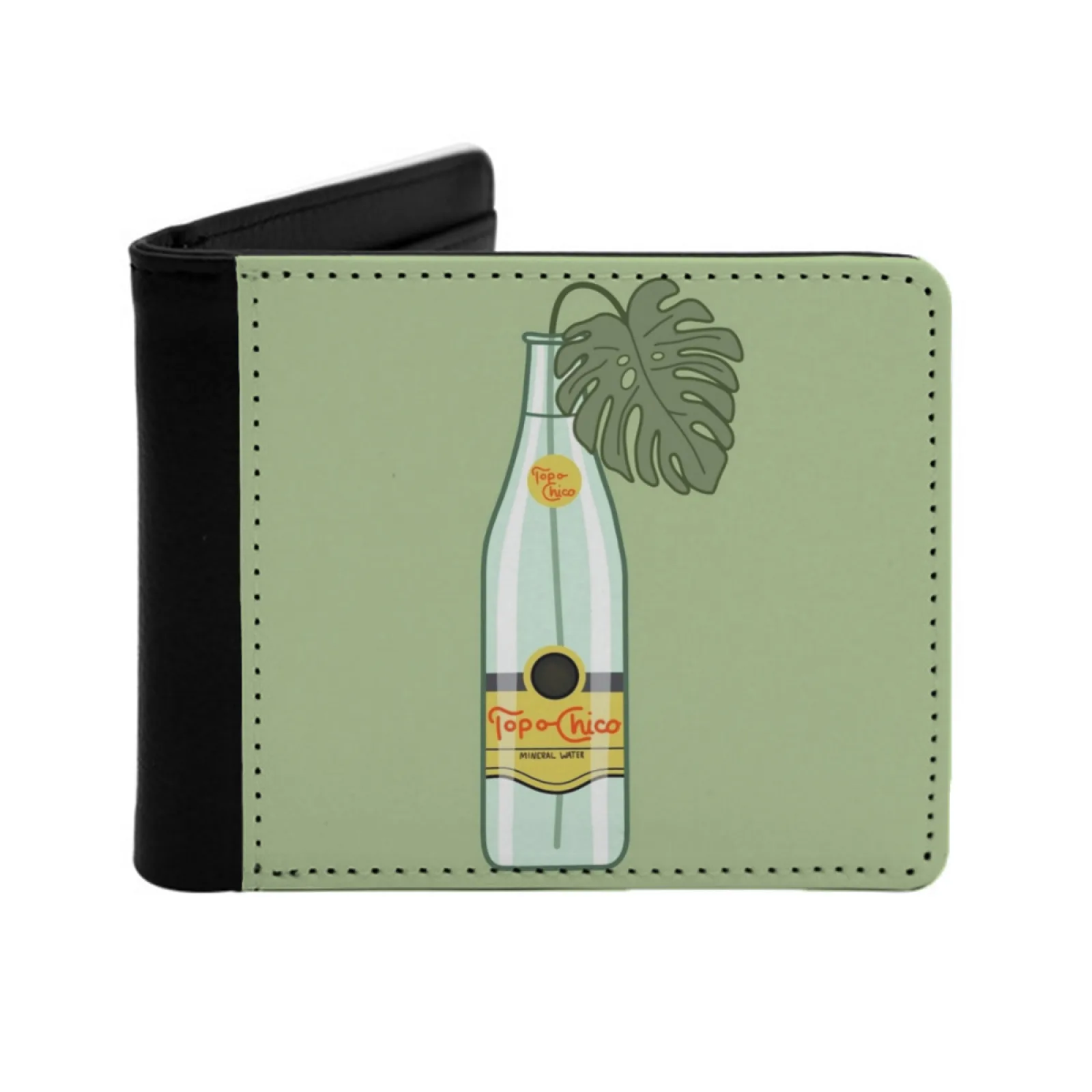 Monstera Topo Chico Short Men's Wallet Multifunction Purse Male Pu Leather Wallet Monstera Topo Chico Water Sparkling Drink