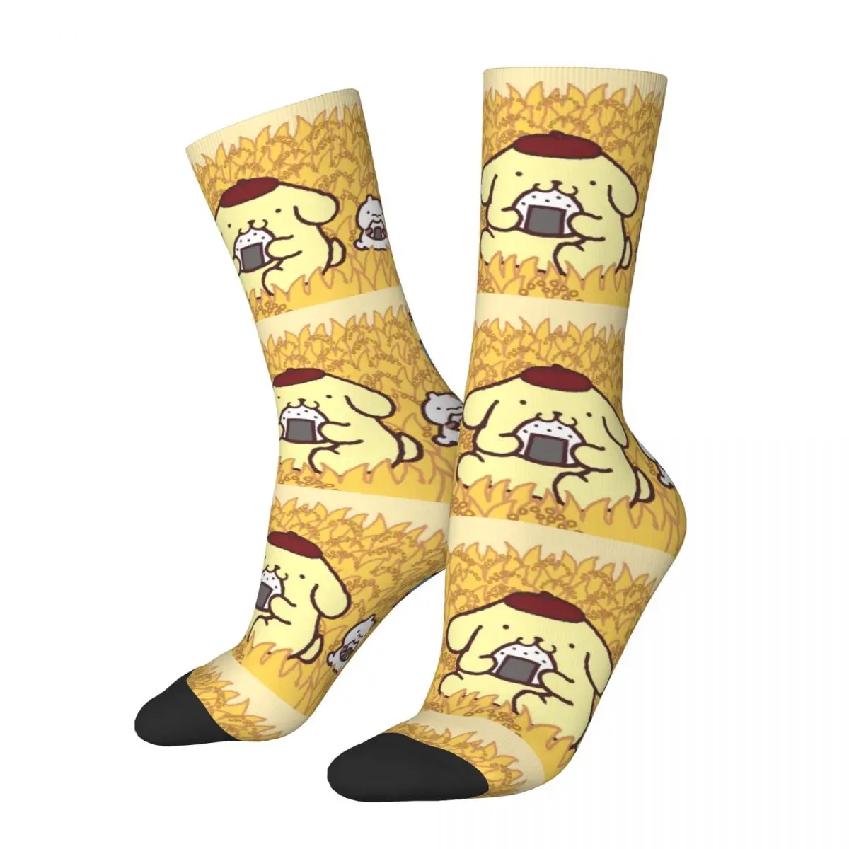 Cute Dog Men's Socks Retro Harajuku Sanrio Pom Pom Purin Street Style Novelty Pattern Crew Sock