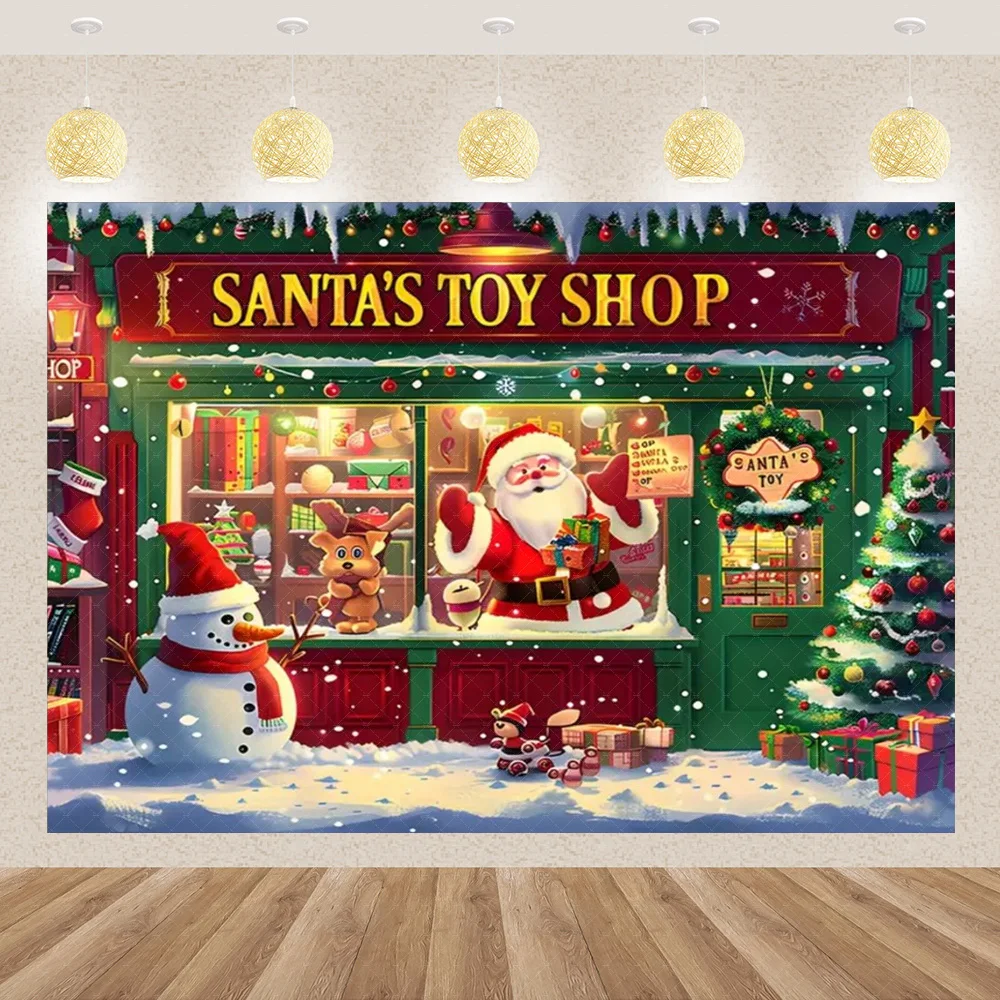 

Merry Christmas theme Party background Gingerbread House and Snow Cloth Indoor and Outdoor Children's gifts Photography Banner