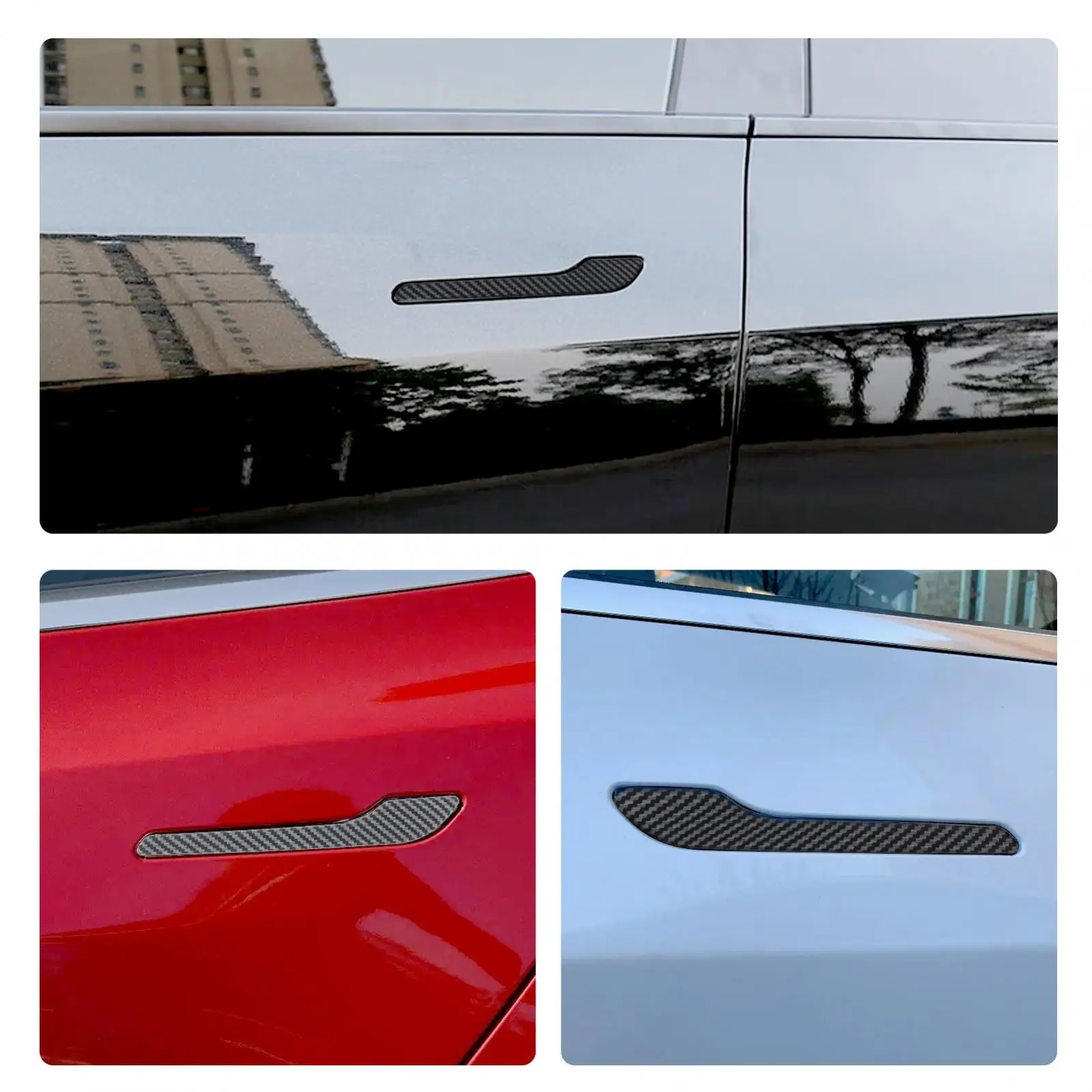 غطاء مقبض باب السيارة من ألياف الكربون غير اللامع المقاوم للخدش ، غطاء بلاستيكي مزخرف ، مناسب لتسلا ، 4 2.8