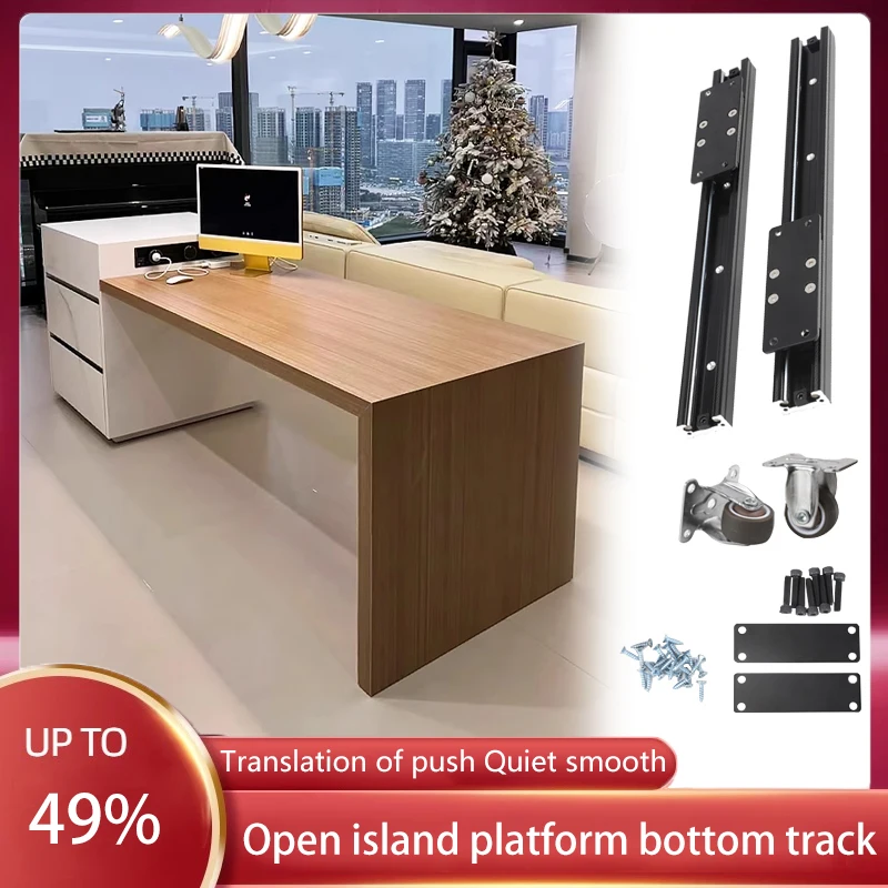 Open Island Platform Horizontal Tension Track Telescopic Rock Plate Heavy-duty Guide Rail Extension Linear Slide Hardware