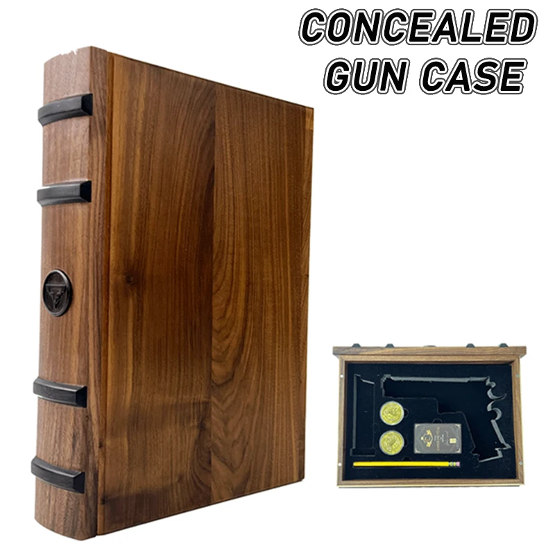 

FANDAO Pistol collection box concealed Bible camouflage gun box walnut material storage box suitable for 2011 1911 G17 G34 Glock